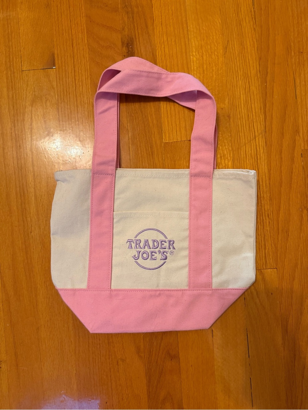 Trader Joe's Pink & Cream Mini Canvas Tote